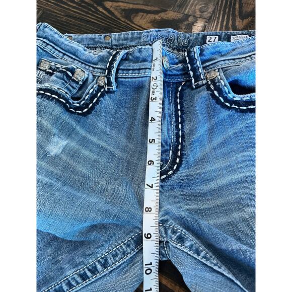 Miss Me Boyfriend Jeans Women 27 Thick Stitch Y2K Grunge Western Cowgirl Aztec - Picture 7 of 12